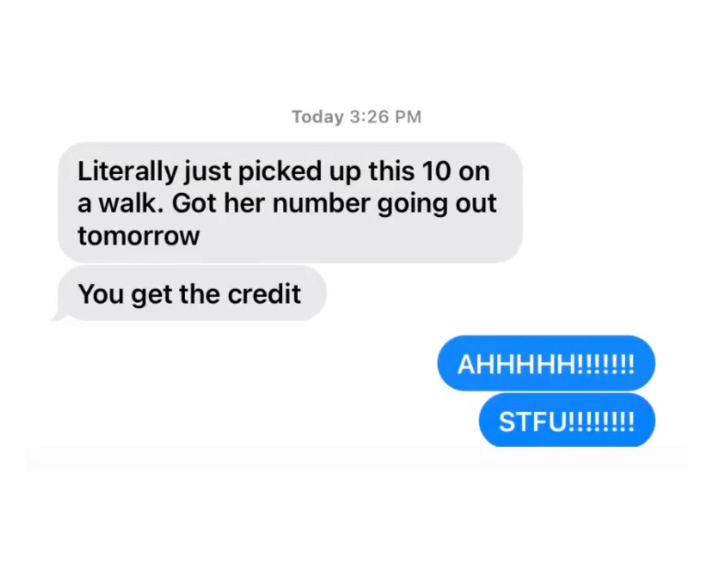 Text message: got her number after a cold approach
