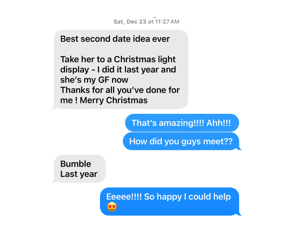 Text message about a Christmas light display date