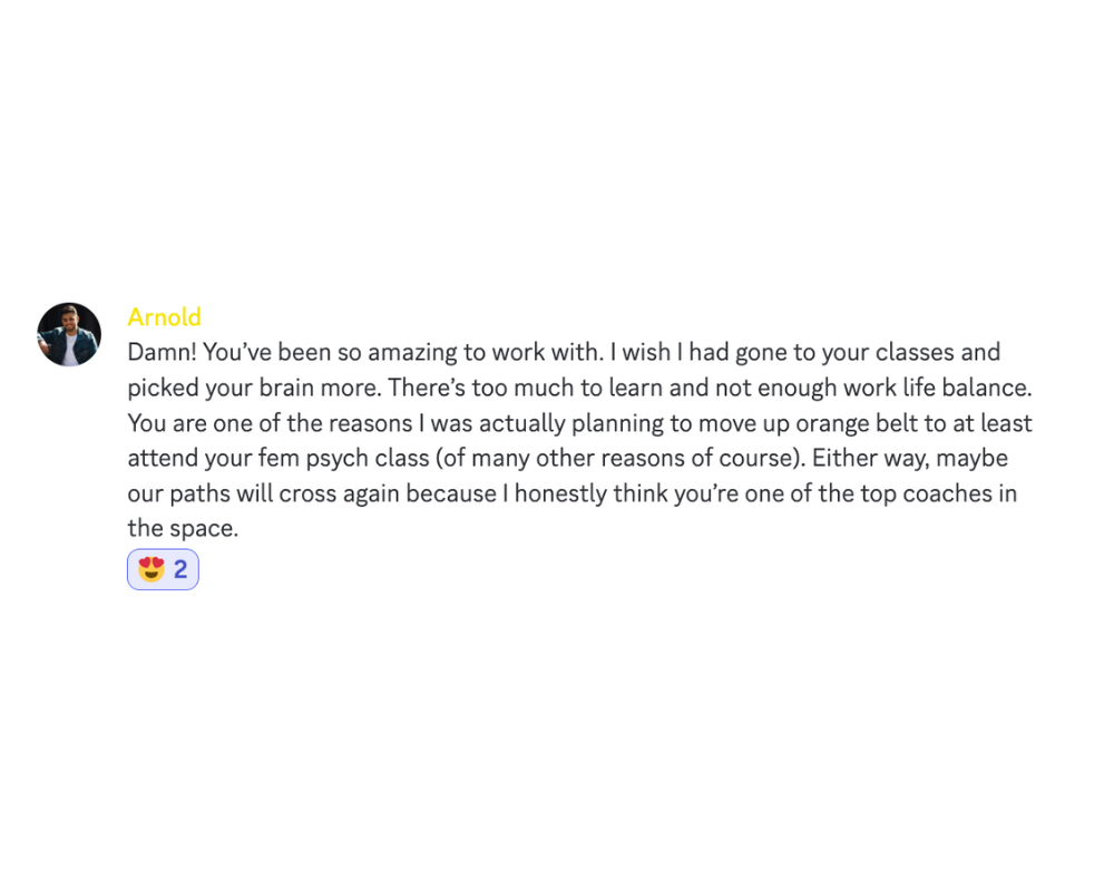 Social media comment from Arnold praising the coaching